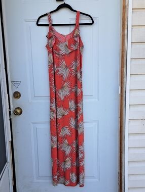 Red Palm Leaf Maxi Dress Size Medium